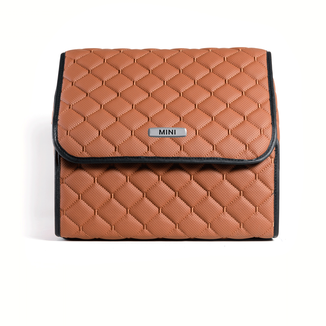 Сумка-органайзер с лого Mini в багажник CarsBAG Экокожа 30x35x30 см Коричневый (acb-1036-3-30х35х30-027)