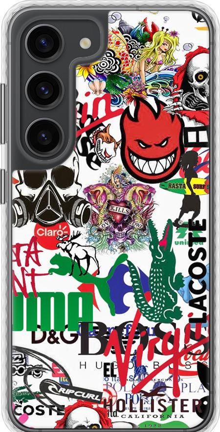 Чехол на Samsung Galaxy S23 Many different logos (4022pc-2907-42517)