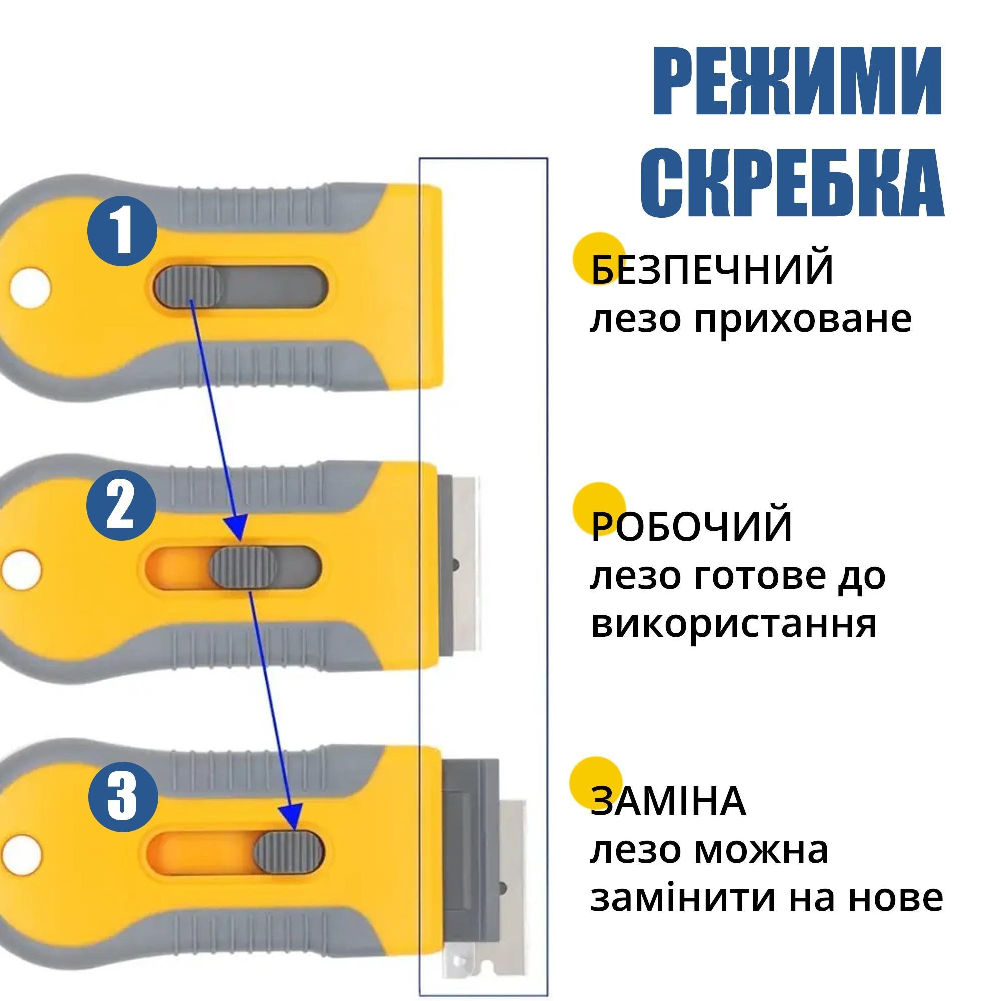 Скребок універсальний та 3 леза Сірий/Жовтий - фото 7