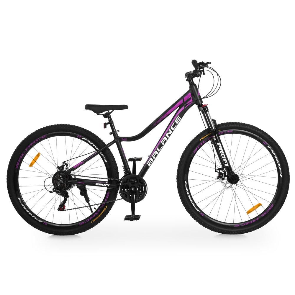 Велосипед горный 29" Profi Balance AM DD алюминиевая рама 15" рост 155-175 см Черно-розовый (BL-29009)
