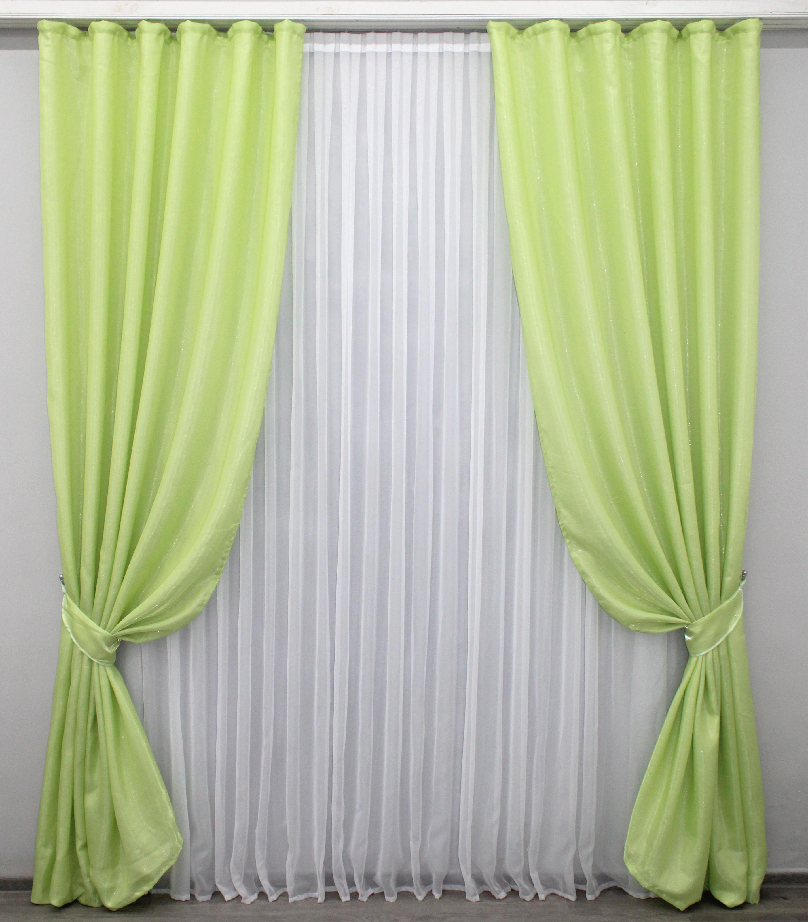 Комплект штор VR-Textil Атлас № 803ш монорей 150х270 см 2 шт. Салатовый (30-590) - фото 1