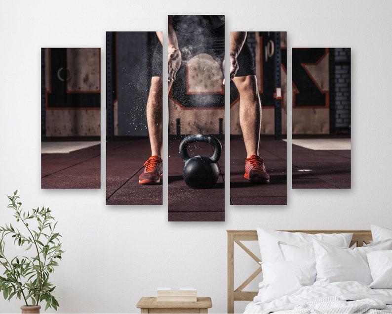 Модульная картина на холсте из пяти частей KIL Art Поднятие гири 187x119 см (M51_XL_43)