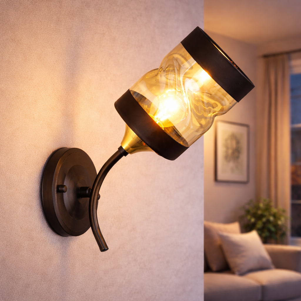 Бра Sirius с двухцветным плафоном из стекла под лампу Е27 Черный/Коричневый (B N3630/1W)