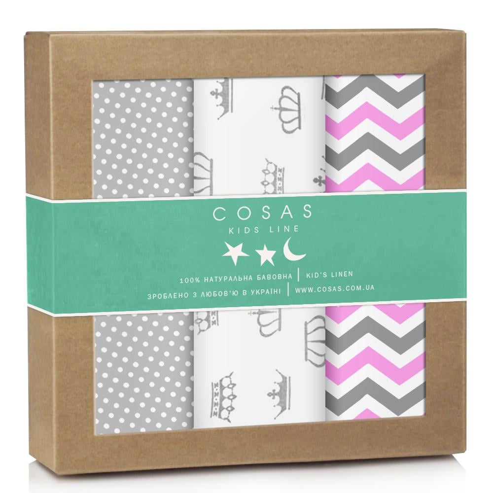 Набір пелюшок Cosas Crown Zigzag Dots 80х100 см 3 шт. (4822052032152)