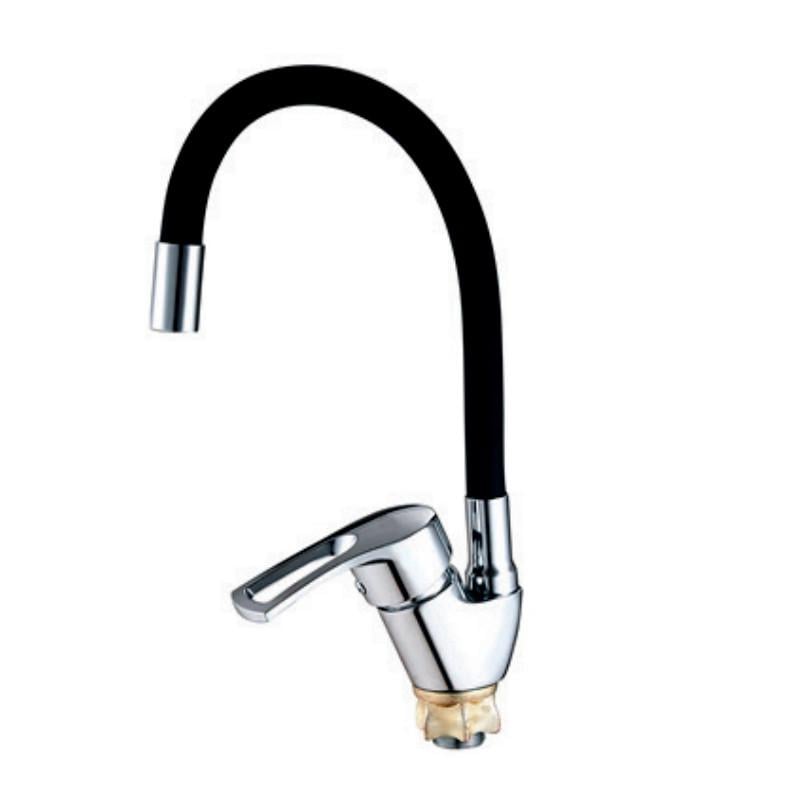 Змішувач для кухні MIXXUS YUB4-181 Reflector з чорним силіконовим виливом Black (MI6481)