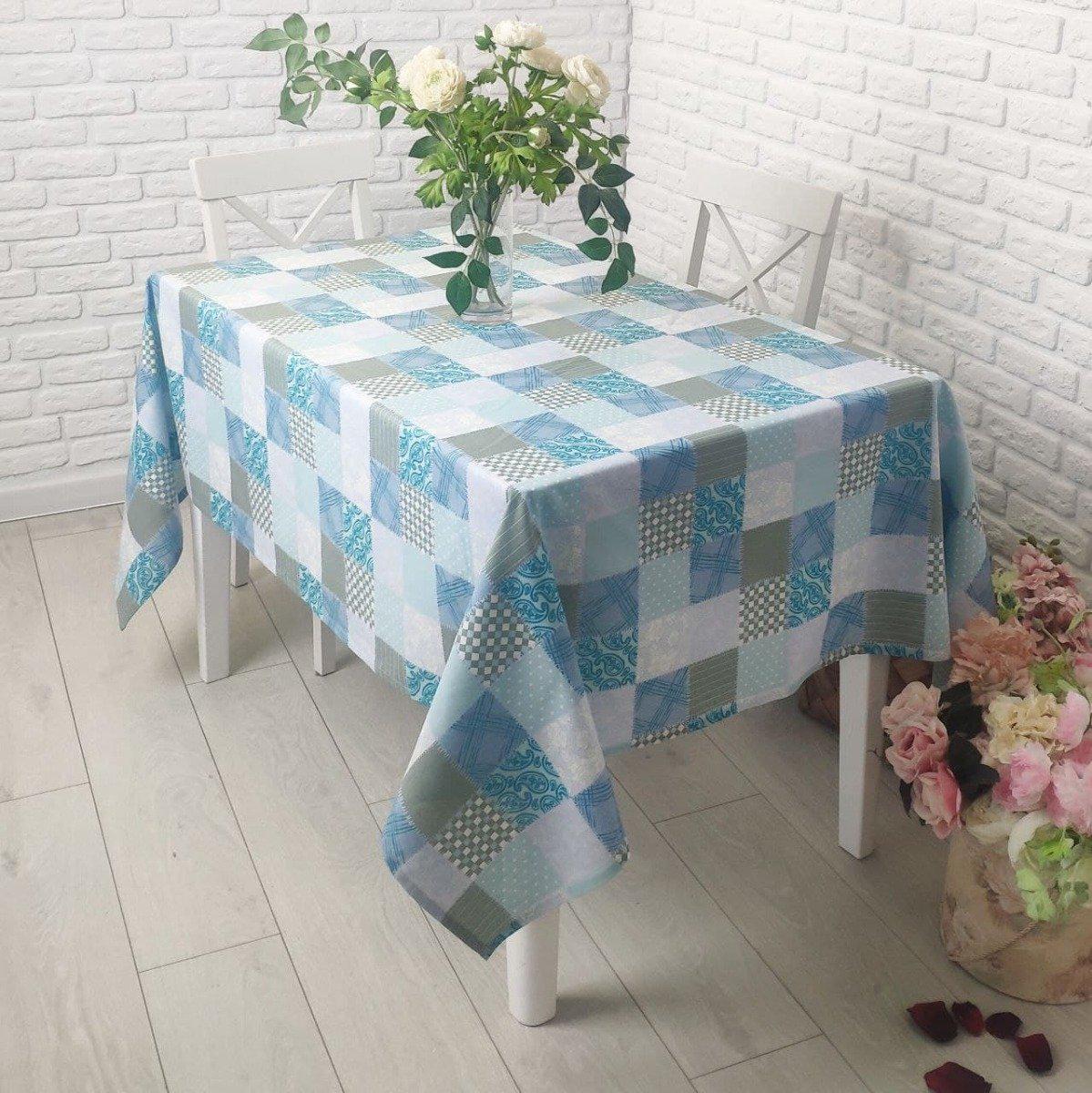 Скатертина Biltex Печворк 140x200 Бірюзовий (141312)