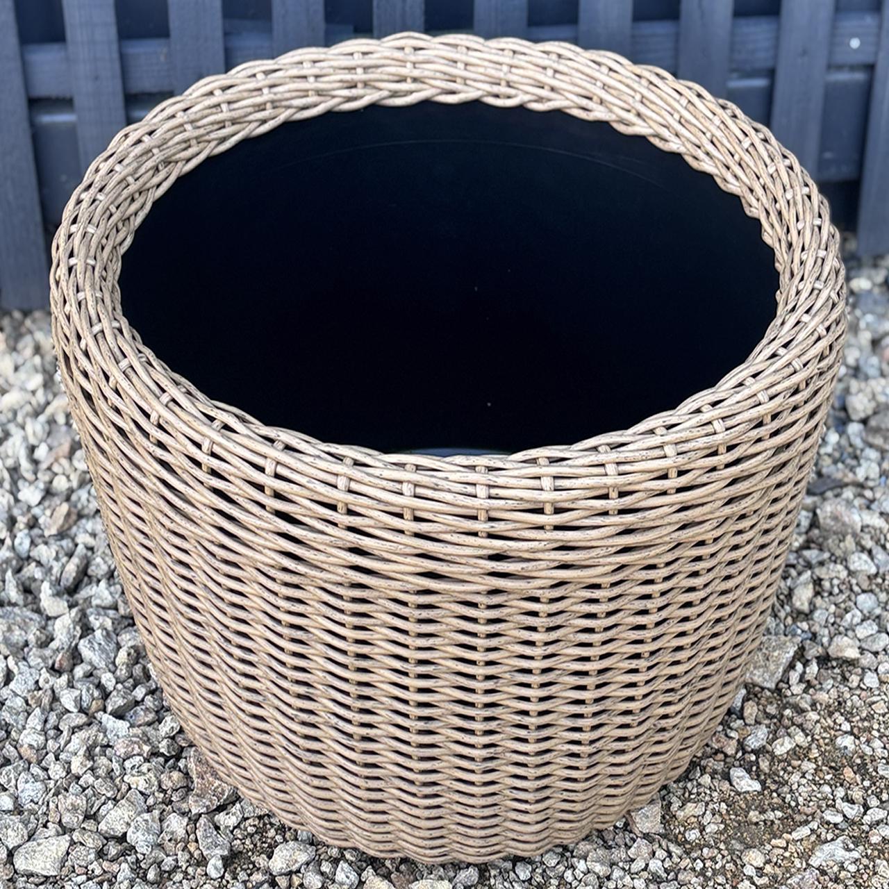 Кашпо велике для рослин та квітів з штучного ротангу/ручної роботи 90 л Дерево - фото 3