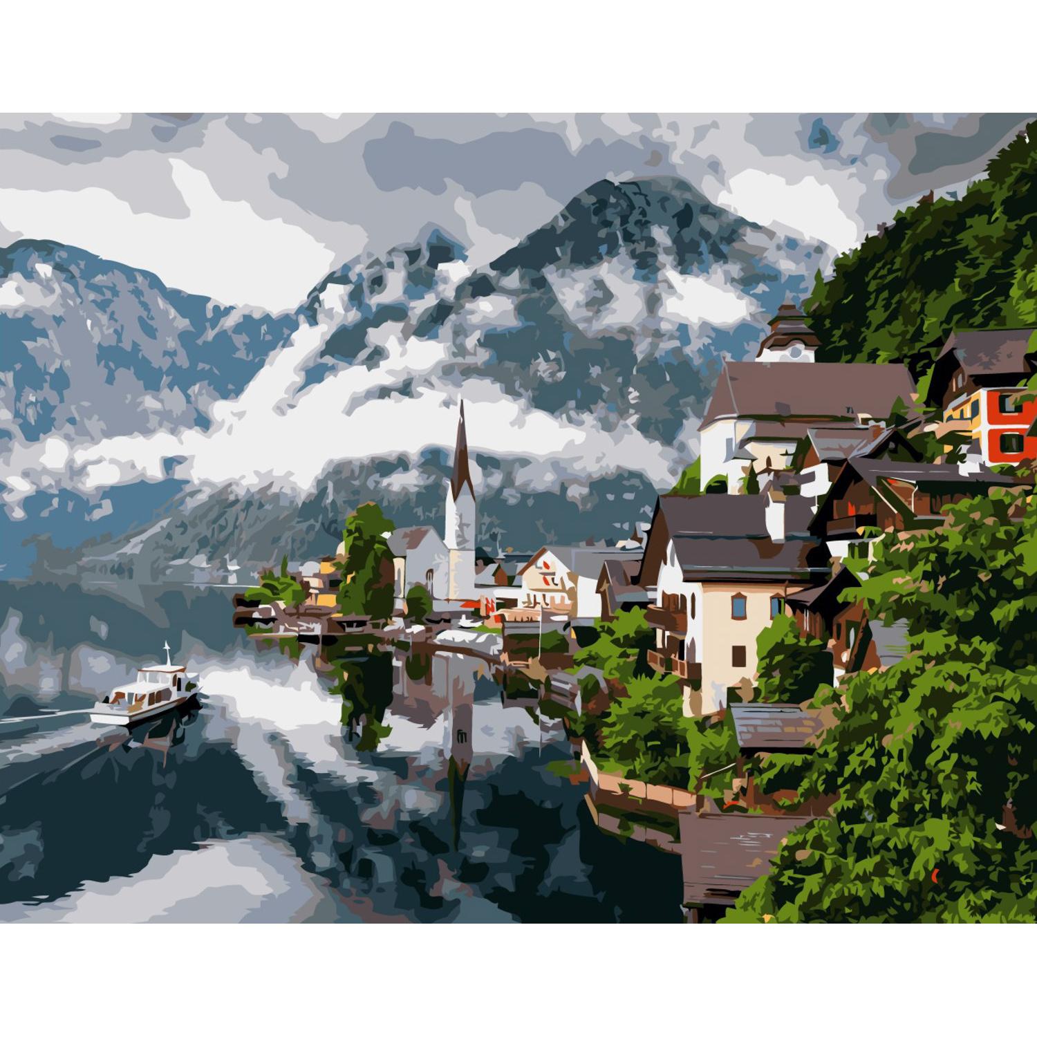 Картина по номерам Strateg Горный городок 40x50 см (VA-2270)