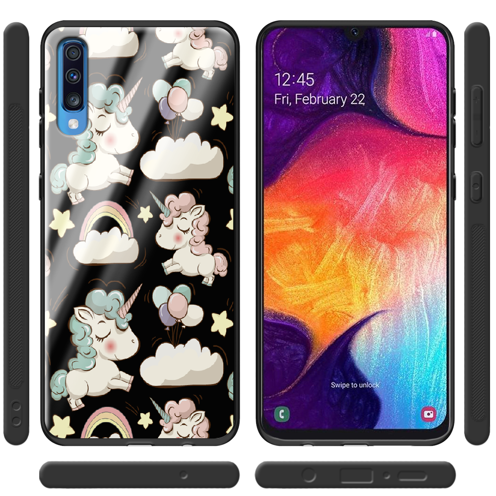 Чехол Boxface Samsung A705 Galaxy A70 Unicorns Черный силикон со стеклом (36860-cc2-37740) - фото 2