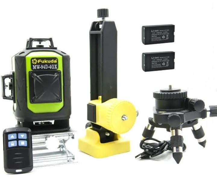 Лазерний рівень Fukuda 4GX. 2 шт акумулятора 4000 мАч (MW94D)
