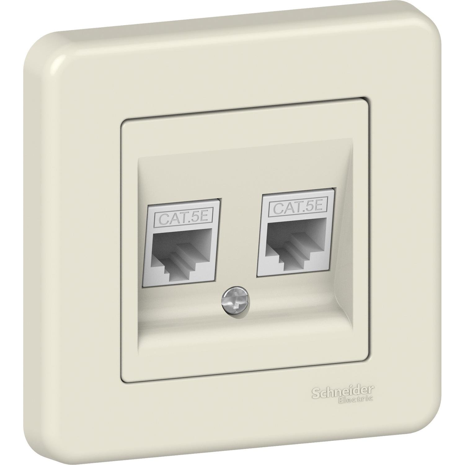 Розетка комп'ютерна Schneider Electric Leona RJ45 5Е UTP подвійна Кремовий (LNA4400123)