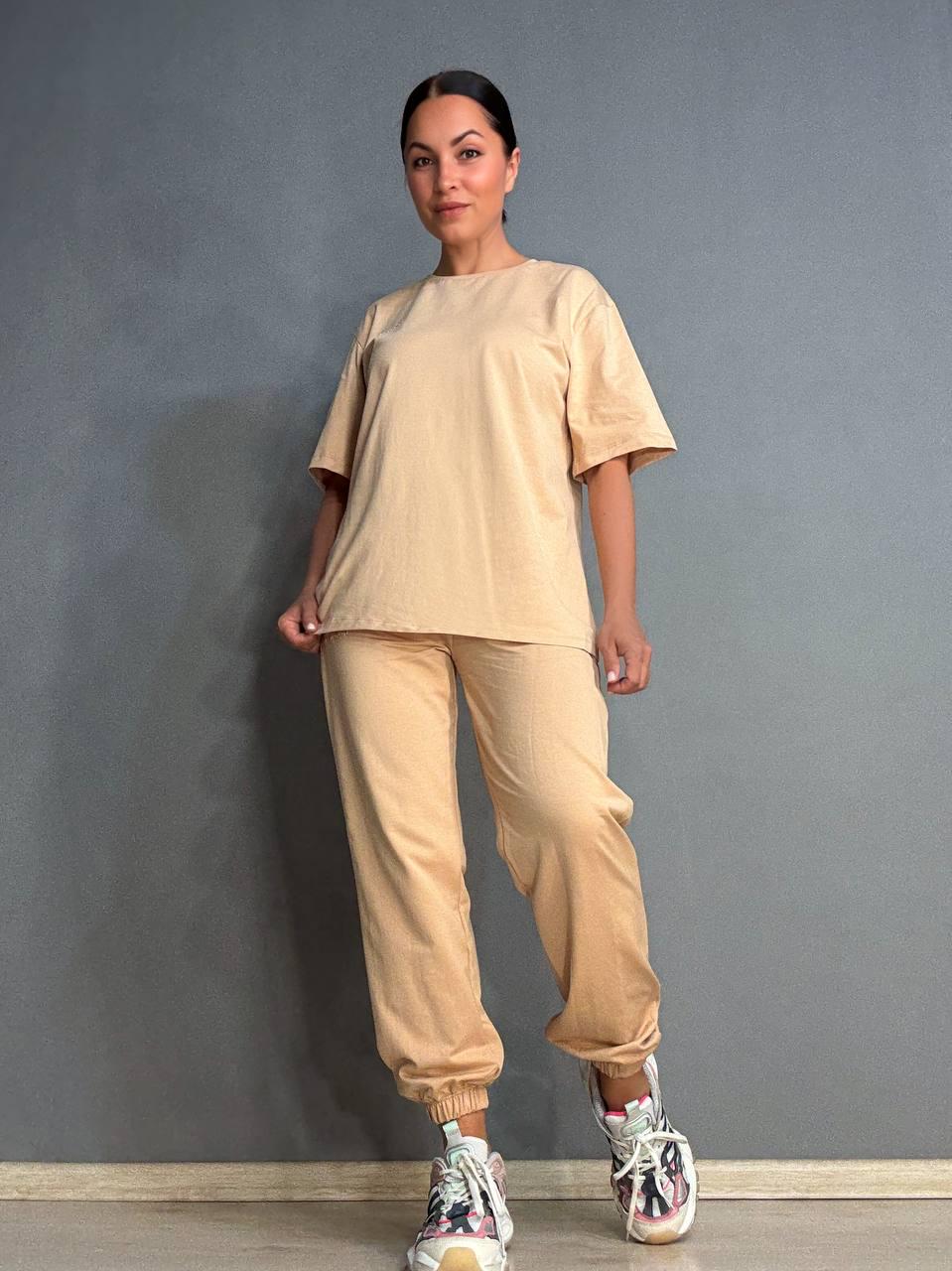 Костюм женский CAPPITONE 101213 футболка и брюки джоггеры S Бежевый (1921)