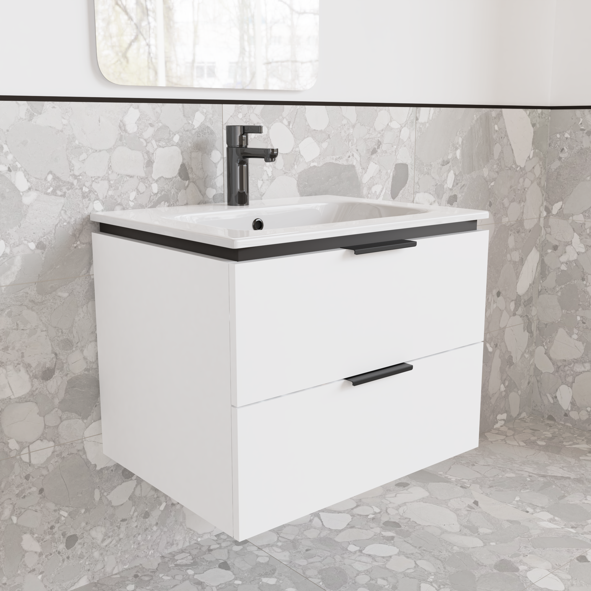 Тумба подвесная с раковиной MVK Vostok Icon 55 В2 550х450х530 мм Эмаль Белый Матовый (p255wh) - фото 2