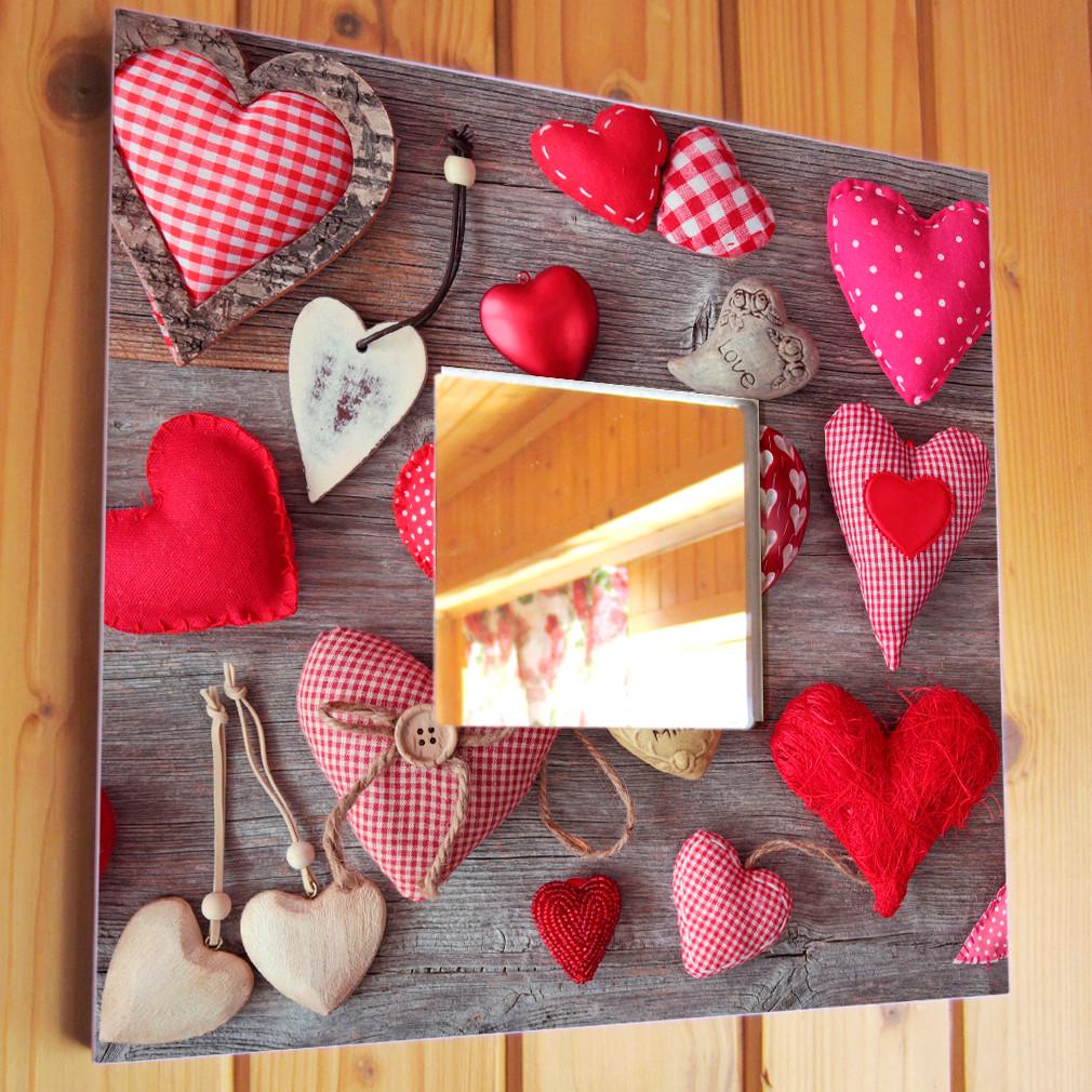 Зеркало декоративное Плюшевые сердечки 260х260 мм (M03755)