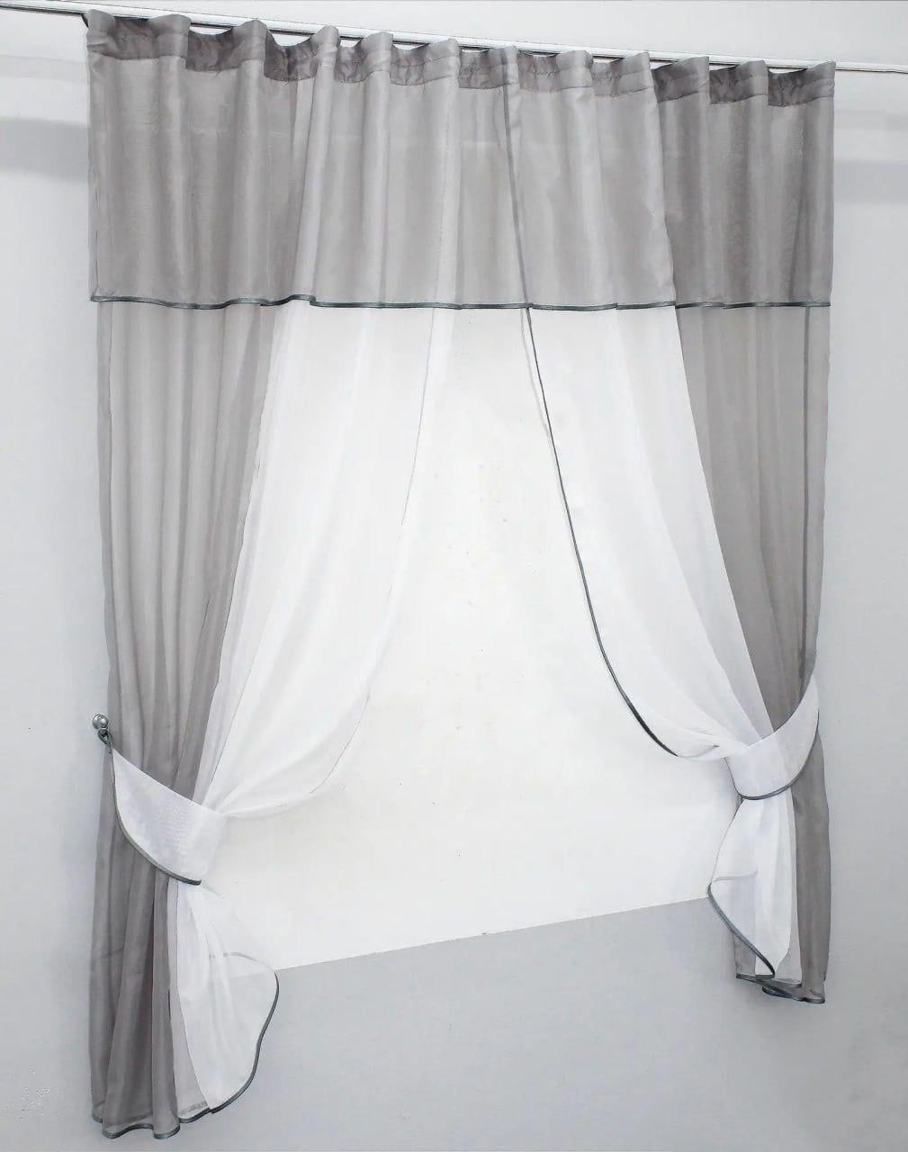 Штора-фиранка короткая шифоновая 2x280x170 см Серый (zanaves090к-3)