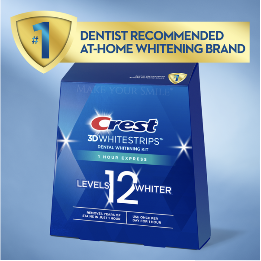 Отбеливающие полоски для зубов Crest 3D 1 Hour Express Whitestrips 10 пар полосок и отбеливающая эмульсия Crest Whitening Emulsions 10 г (34567890) - фото 4