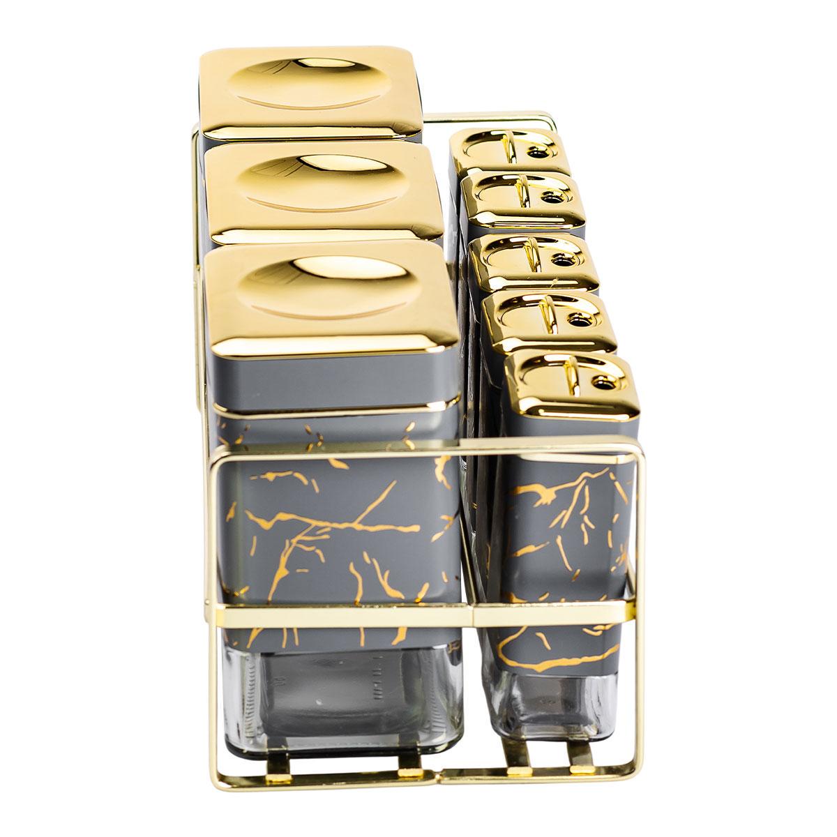 Набір для приправ та спецій на підставці з кришками 8 шт. Сірий (HP-1366) - фото 3