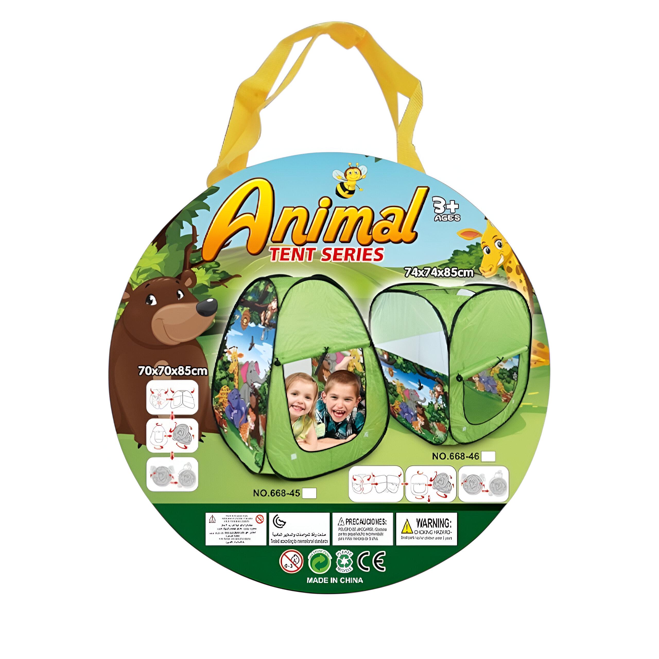 Игровая палатка для детей "Животные" 668-45 70х70х85 см Зеленый - фото 3 Игровая палатка для детей "Животные" 668-45 70х70х85 см Зеленый - фото 3