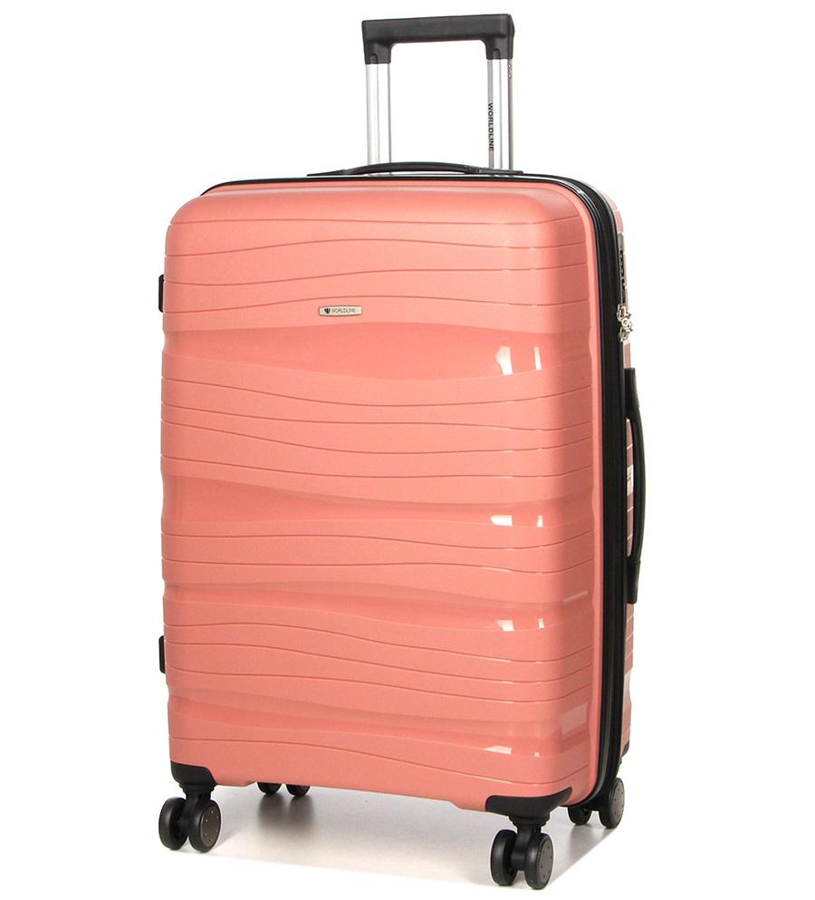 Чемодан средний полипропилен AIRTEX Worldline 283 M 66х44х28 см 80 л Розовый/Золотой