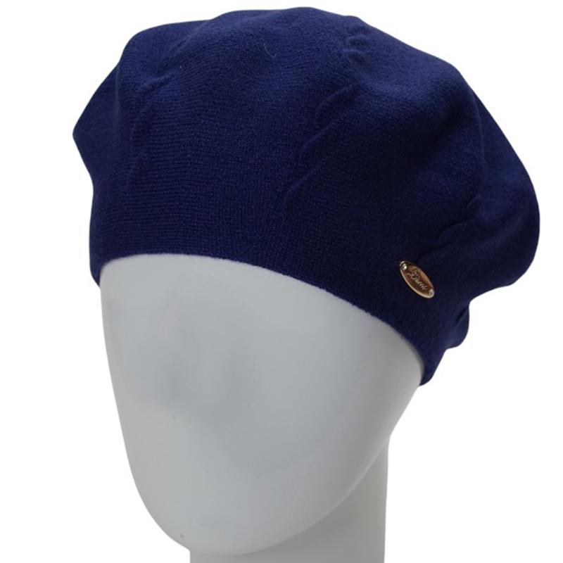 Берет женский Novita ВИКИ двойной с узором one size Синий (285950) - фото 1 Берет женский Novita ВИКИ двойной с узором one size Синий (285950) - фото 1