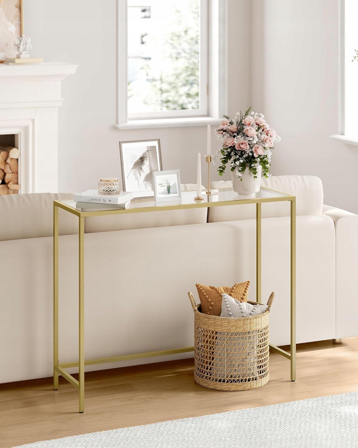 Столик консольный для гостиной Vasagle Glamour 100x80x35 см Gold (LGT26G) - фото 9 Столик консольный для гостиной Vasagle Glamour 100x80x35 см Gold (LGT26G) - фото 9