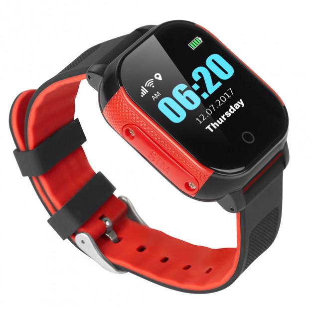 Дитячий розумний годинник SUNROZ FA23 з GPS 1,30" IP67 450mAh Чорно-Червоний (SUN1188)
