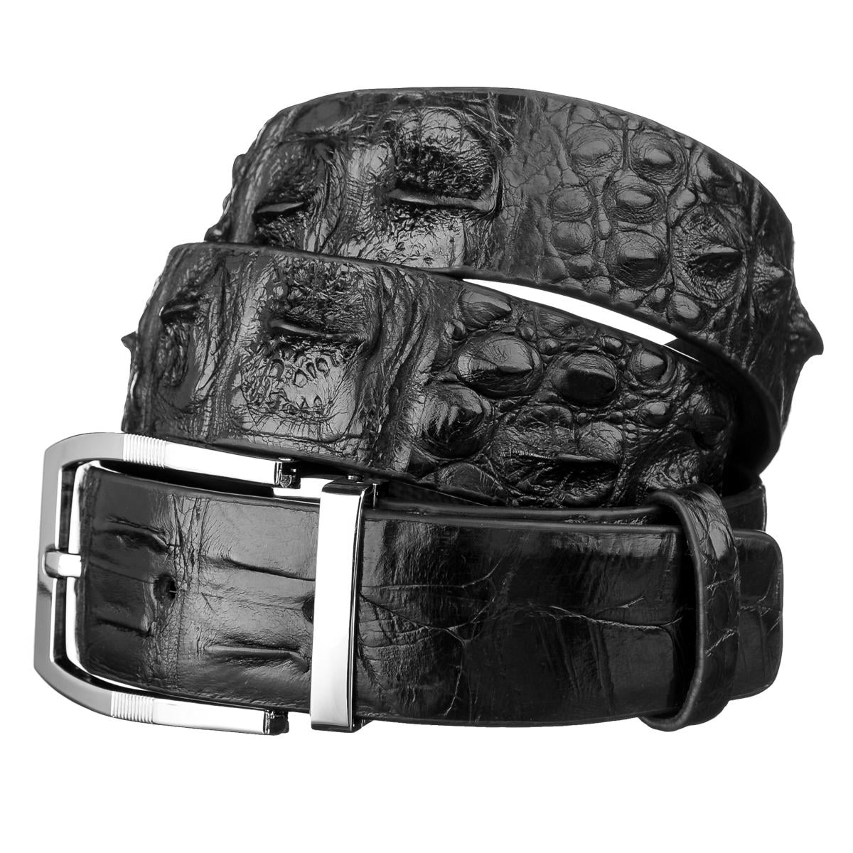Ремень мужской Crocodile leather 18008 из натуральной кожи крокодила Черный Ремень мужской Crocodile leather 18008 из натуральной кожи крокодила Черный