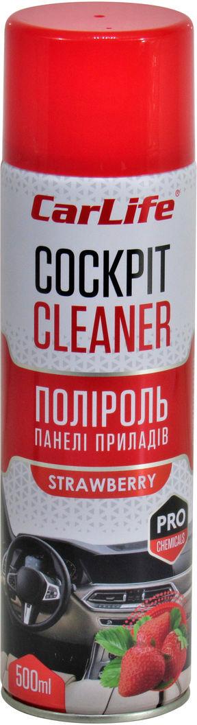 Поліроль для пластику CarLife Cockpit Cleaner Strawberry 500 мл (CF505)