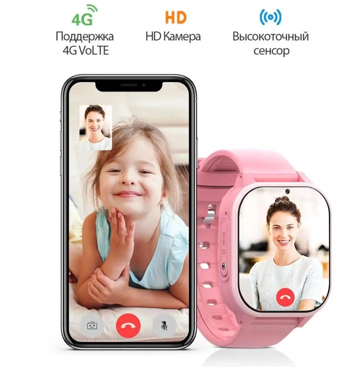 Смарт часы-телефон детские Wonlex KT19 PRO с GPS/вибрацией/4G/камерой/прослушиванием для девочки Pink (13168882) - фото 6