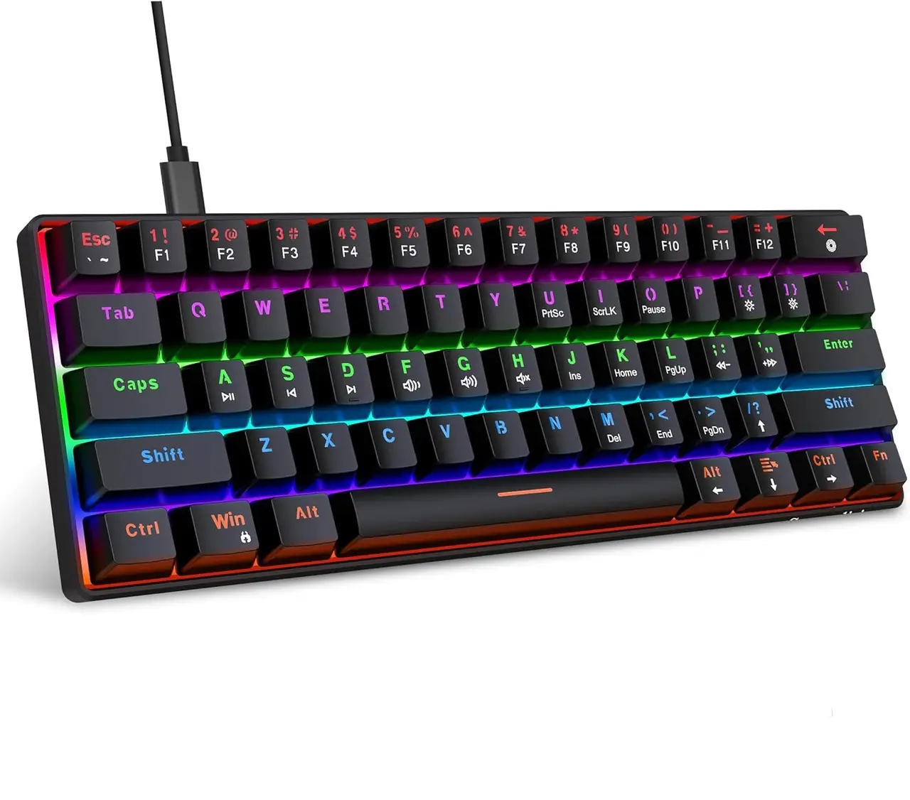 Клавіатура ігрова дротова механічна Snpurdiri 60% V900 RGB підсвітка 61 Type-C Black (3078123237)