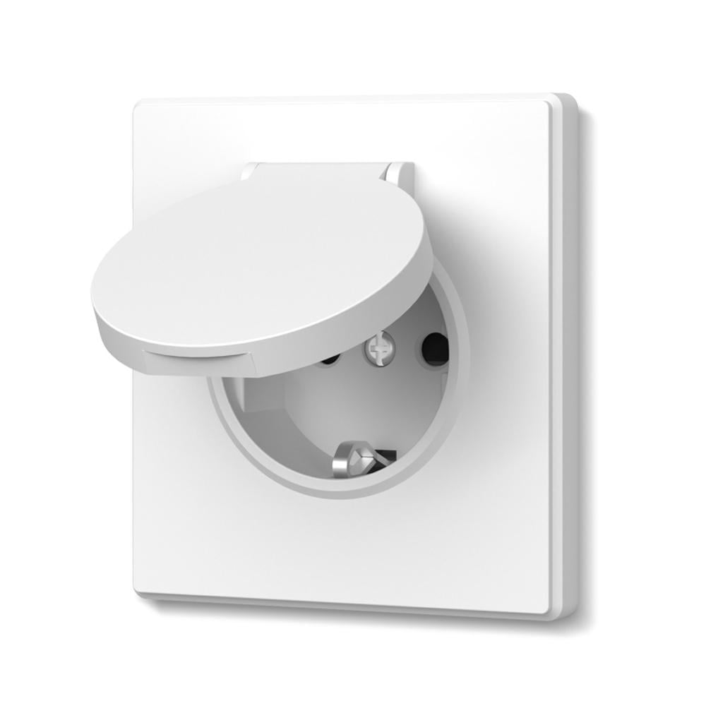 Розетка одинарная Video Nota с заземлением и крышкой со шторками Белый матовый (31588058)