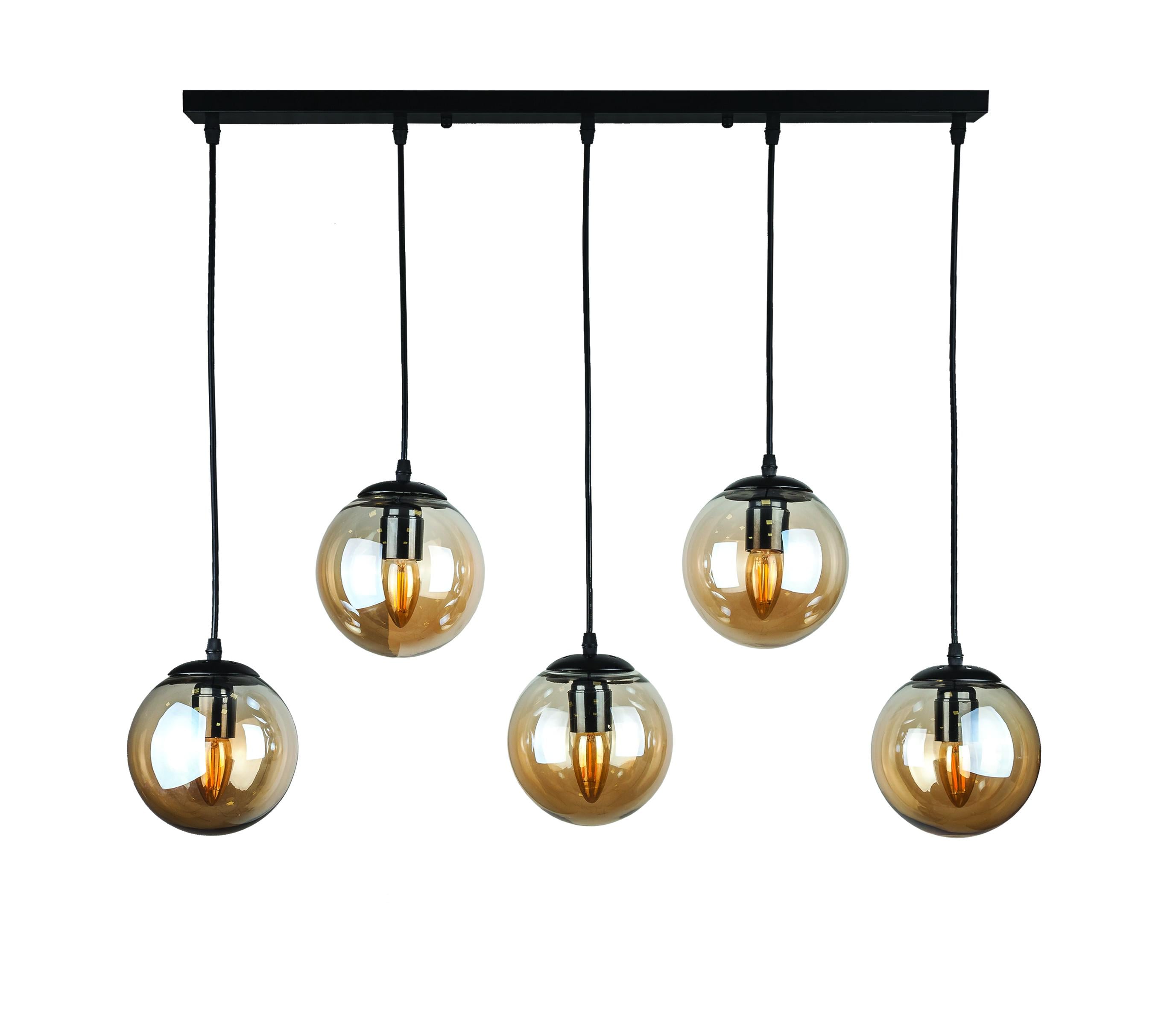 Люстра з кавових кульок на 5 ламп Чорний (56-PR150F-5 BK+ BR)