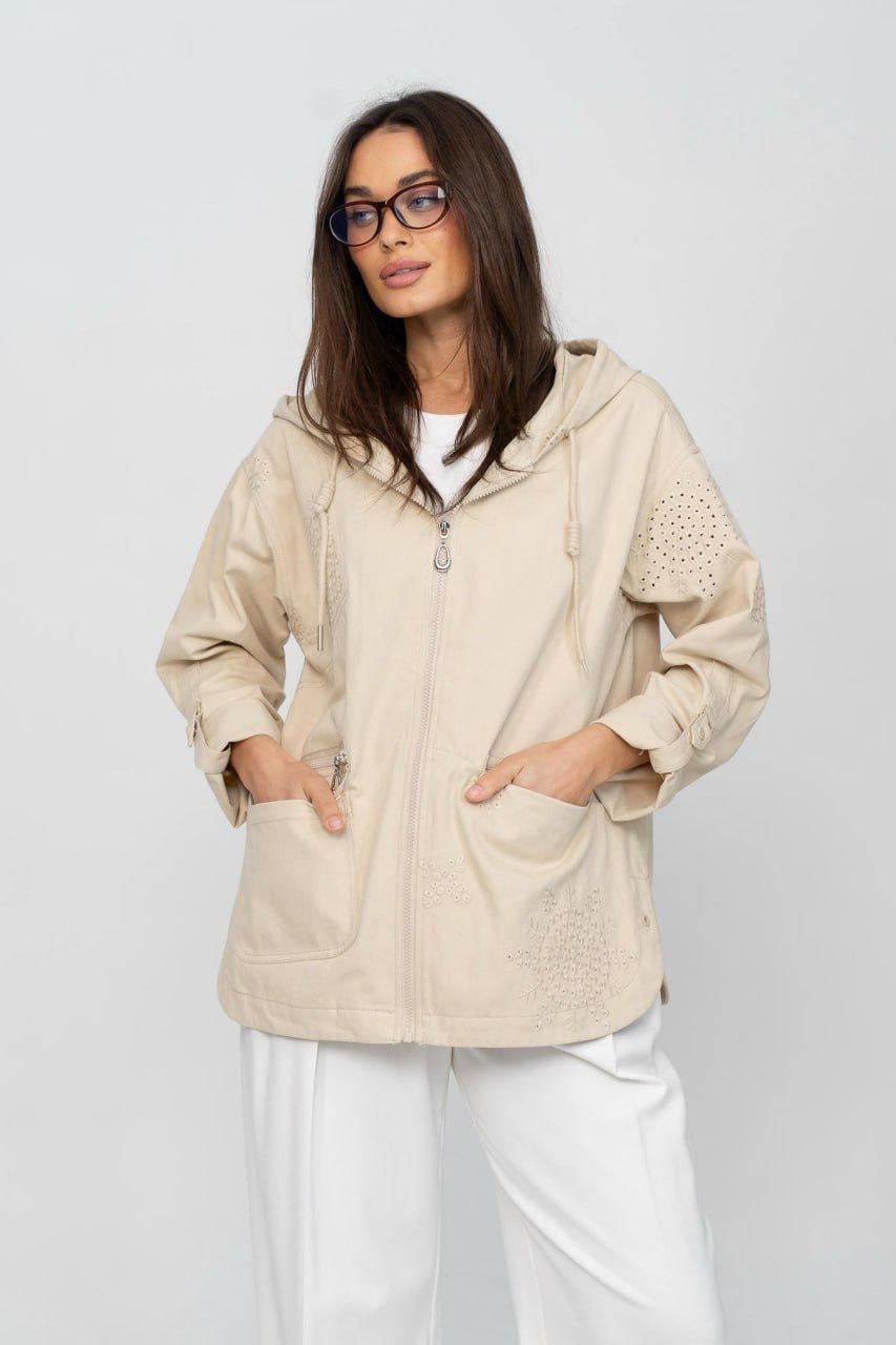 Куртка-ветровка котоновая Ришелье oversize 3XL Бежевый (33341178)