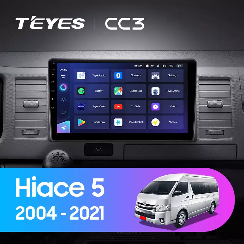 Автомагнитола штатная Teyes CC3 для Toyota Hiace XH10 5 V 2004-2021 Android CC3 4+64G Wi-Fi+4G (1652324821) - фото 3