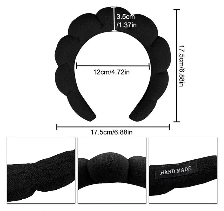 Набор косметический обруч на голову/нарукавники-напульсники для умывания Черный (79606749) - фото 4