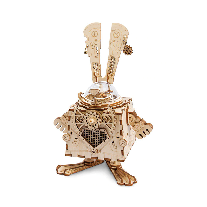 Шкатулка-конструктор музыкальная деревянная Robotime AM481 Кролик