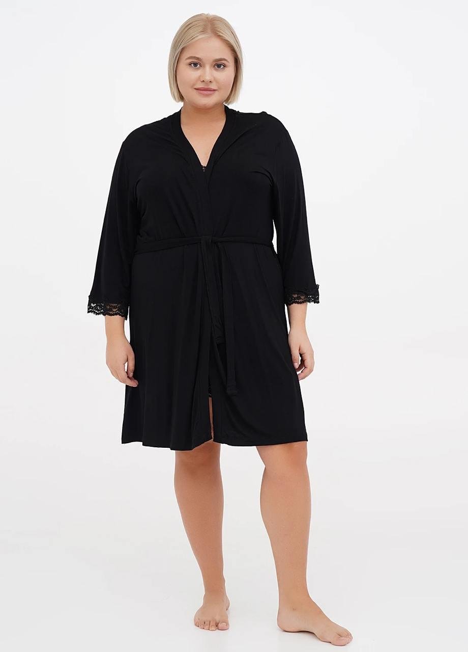 Комплект женский ночная рубашка/халат Cotpark 2XL Черный (16175-B-01-2XL)
