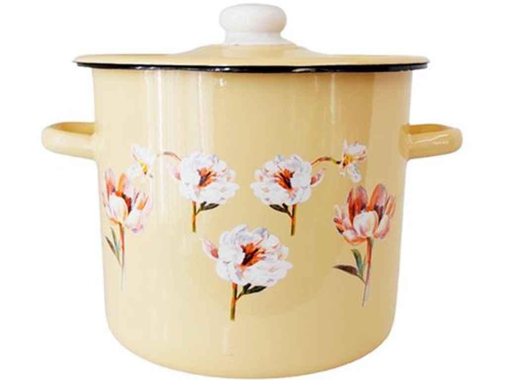 Кастрюля эмалированная Idilia Цветочная фантазия 7 л Молочный (1071580)