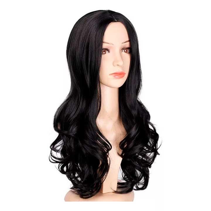 Перука хвиляста без чубчика з проділом 65 см Брюнетка (X00001062)