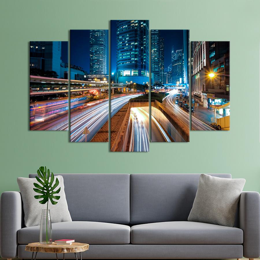 Картина міста Вогні нічного Гонконгу 112x68 см (A787-5)