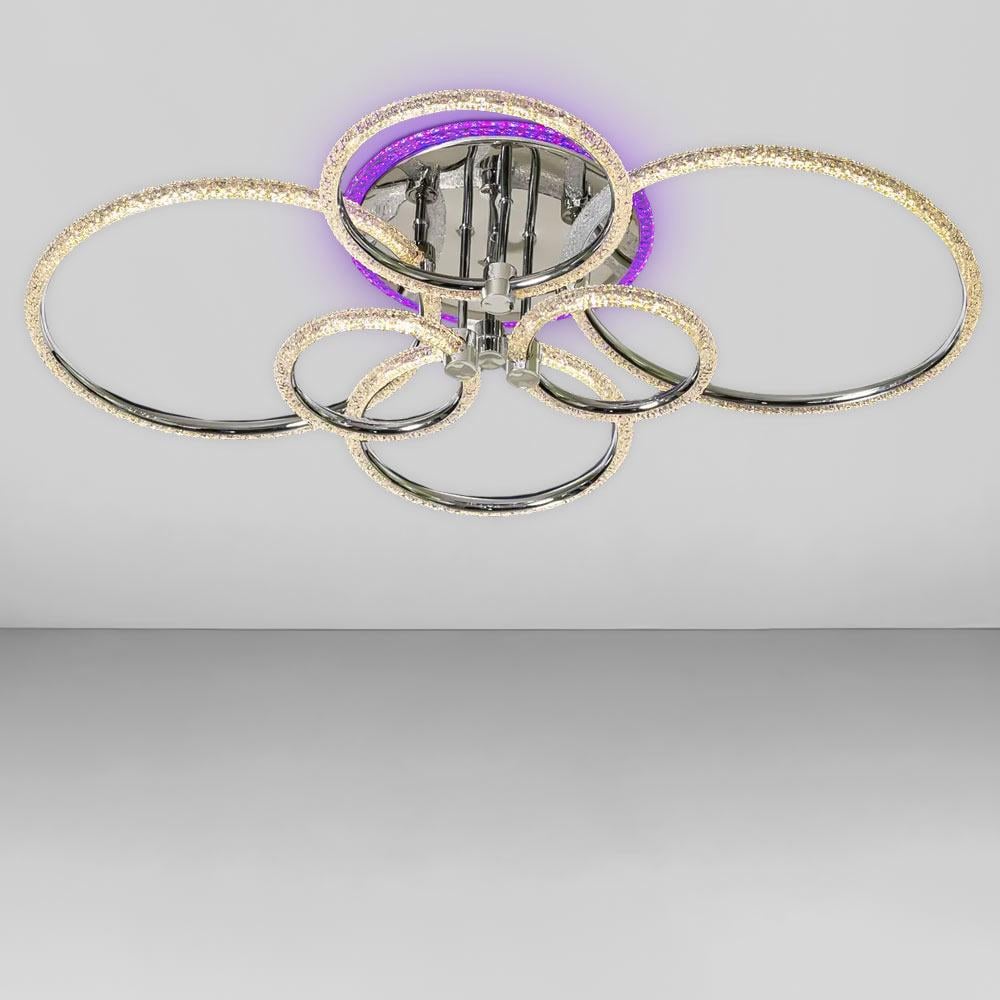 Люстра потолочная светодиодная SC-19383/2/2/2C CR PK/BU/PL 176W/20W 2,4G 920х640х160 мм Хром