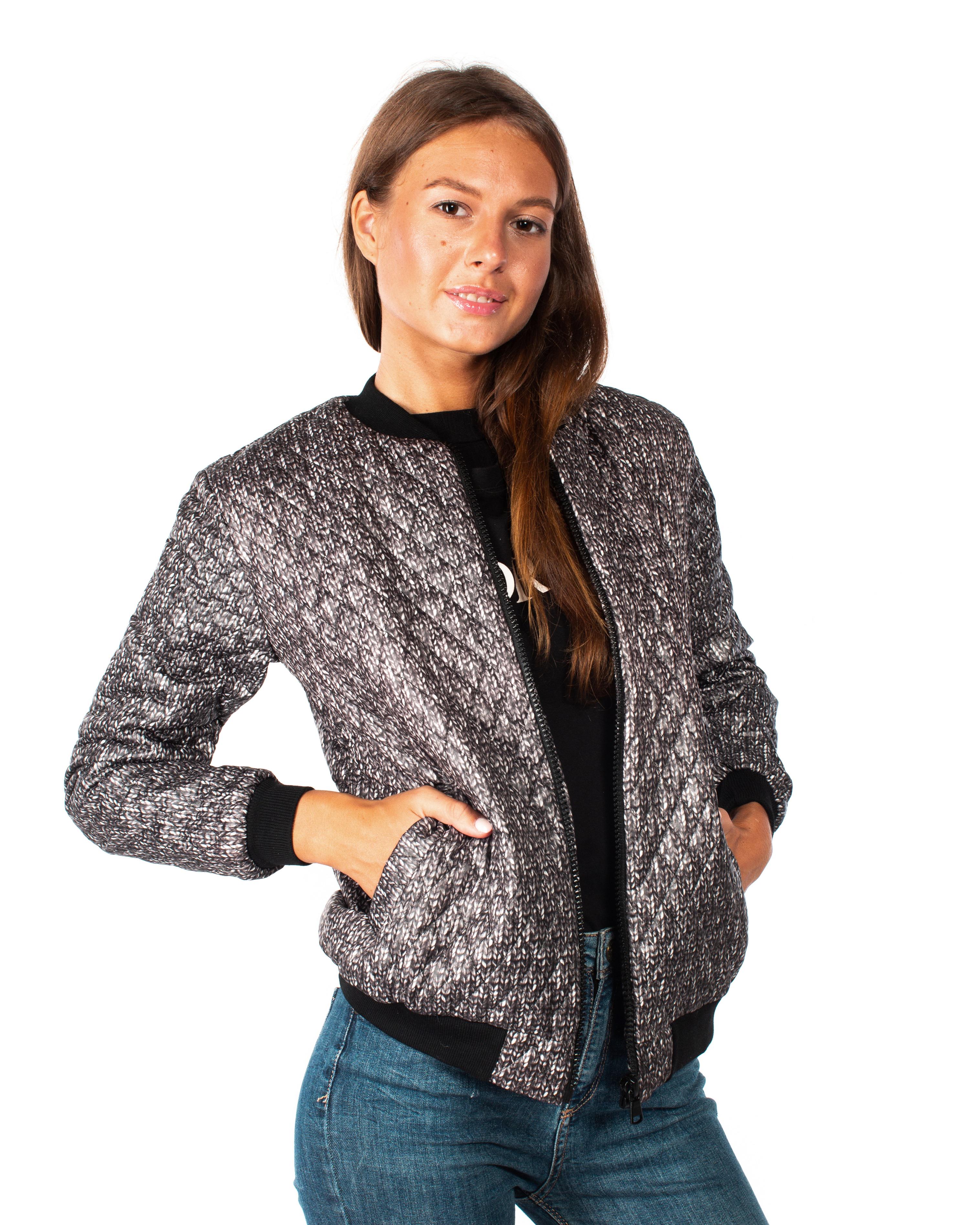 Бомбер женский Mirabel S Cерый (QQ755) - фото 2 Бомбер женский Mirabel S Cерый (QQ755) - фото 2