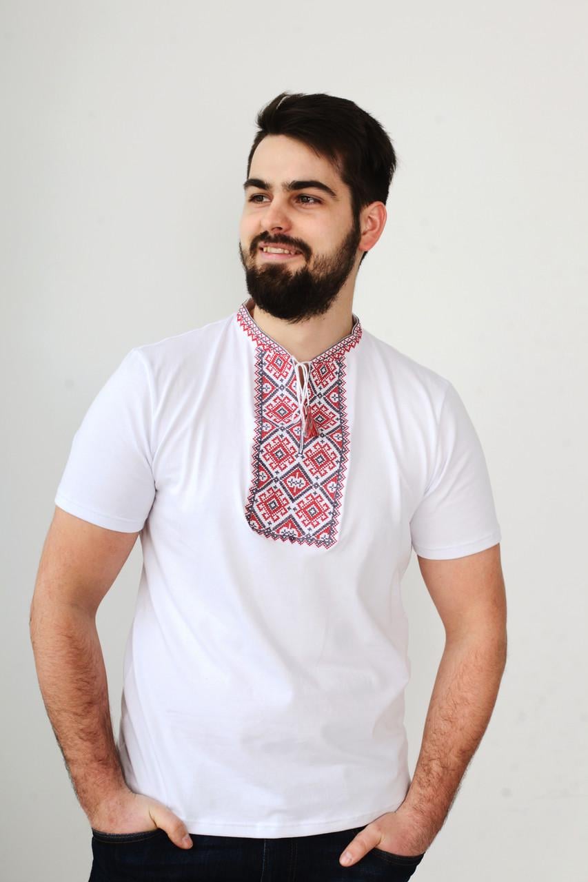 Мужская футболка вышитая с вышивкой (чф-10)