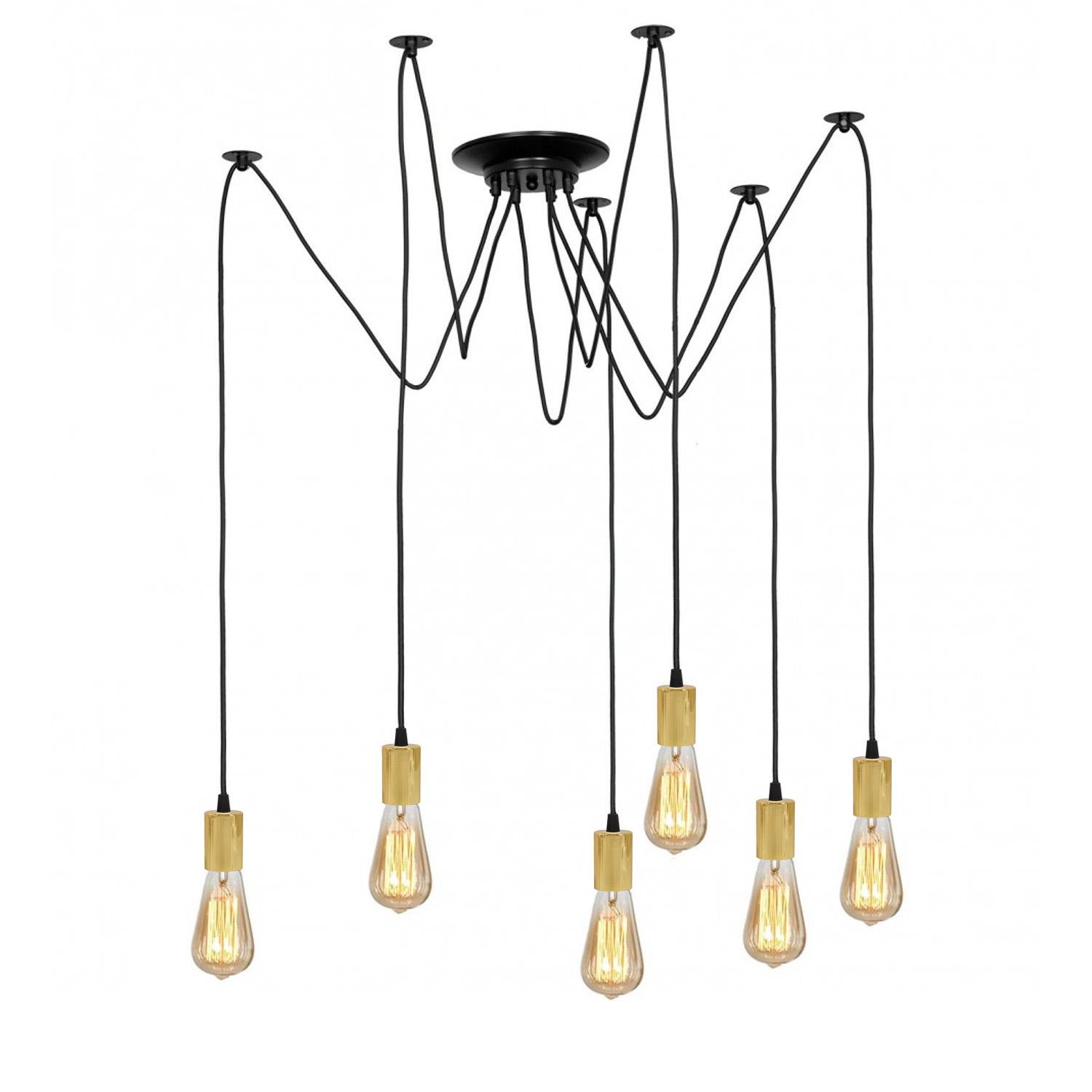 Люстра-павук в стилі лофт на 6 ламп для ламп Едісона металевий патрон Золотий/Чорний