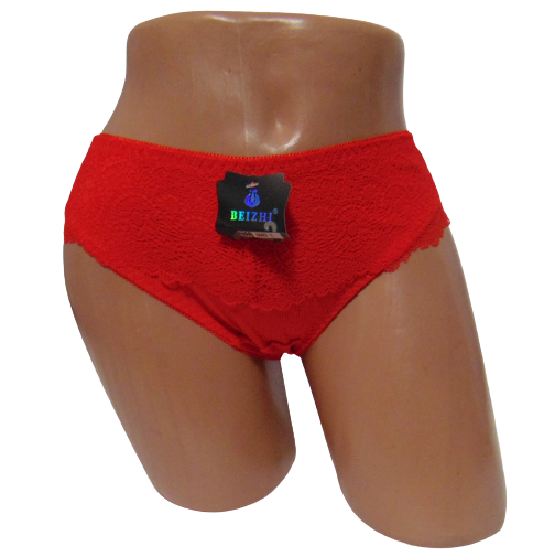 Женские трусики в рубчик Beizhi 6603 с кружевом XL Красный (1798812927)
