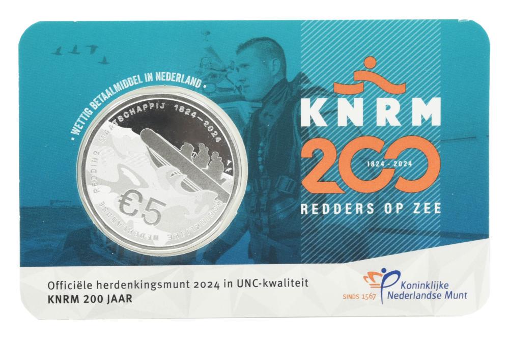 Коллекционная монета Нидерланды 5 евро 2024 серебро UNC 200 лет Королевскому нидерландскому институту спасения на море (KNRM)