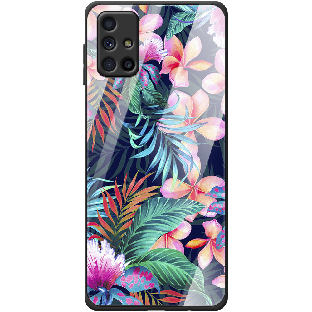 Чехол Boxface Samsung M515 Galaxy M51 flowers in the tropics Черный силикон со стеклом (40937-up1971-41436)