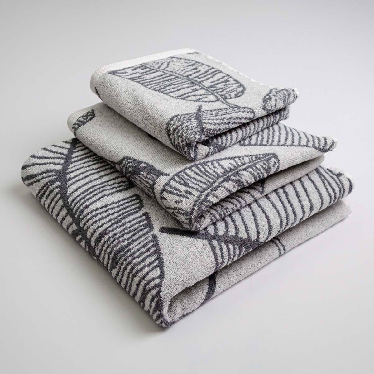 Набор махровых полотенец GM Textile с рисунком перо 400 г/м2 3 шт. Серый (rmf400-k1-grey)