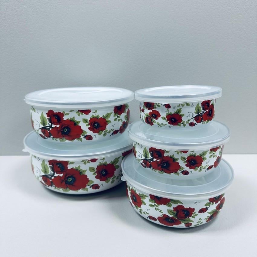 Набор лоточков A-Plus 0967 Эмальированные маки с пластиковыми крышками (2495234194) - фото 3 Набор лоточков A-Plus 0967 Эмальированные маки с пластиковыми крышками (2495234194) - фото 3