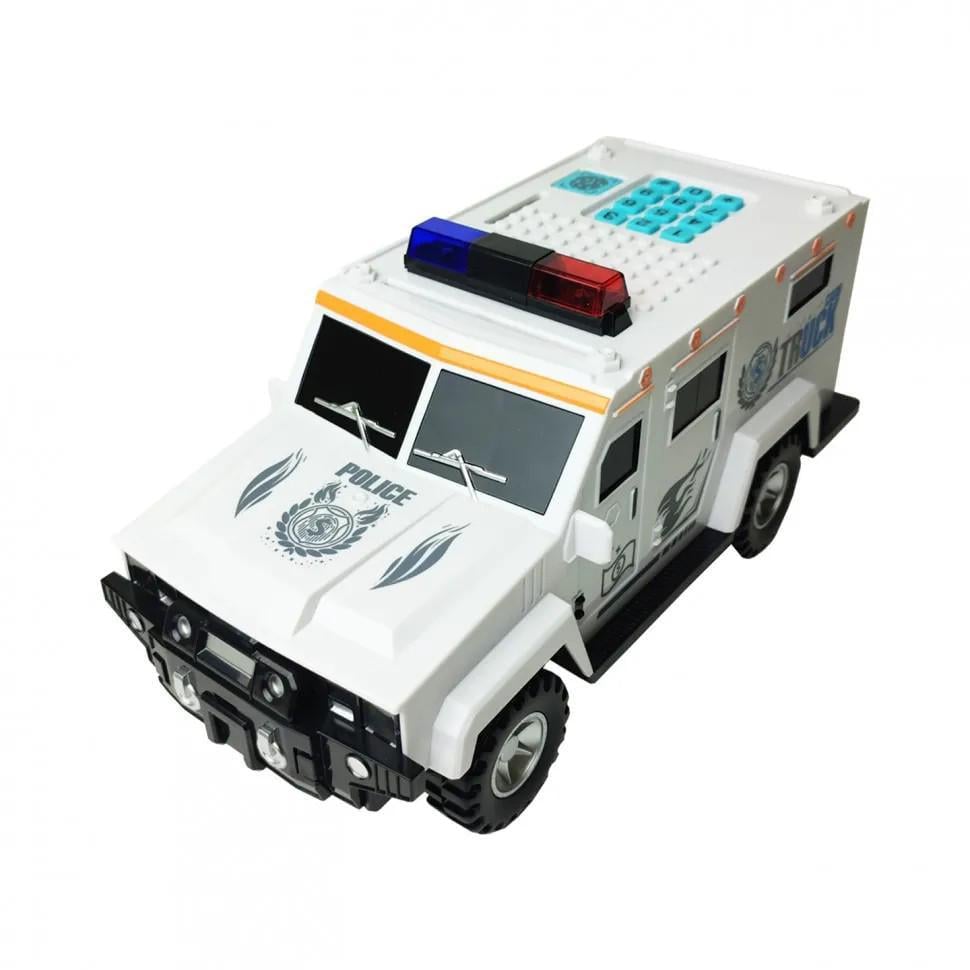 Детская машина сейф-копилка Cash Truck с кодовым замком/отпечатком пальца и конструктором лего Детская машина сейф-копилка Cash Truck с кодовым замком/отпечатком пальца и конструктором лего